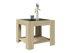 Mesa de centro y LED madera ingeniería roble Sonoma 53x53x45 cm