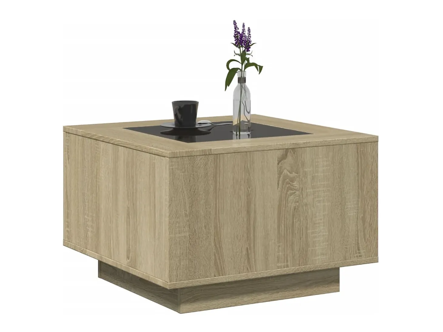 Mesa de centro y LED madera ingeniería roble Sonoma 60x60x40 cm