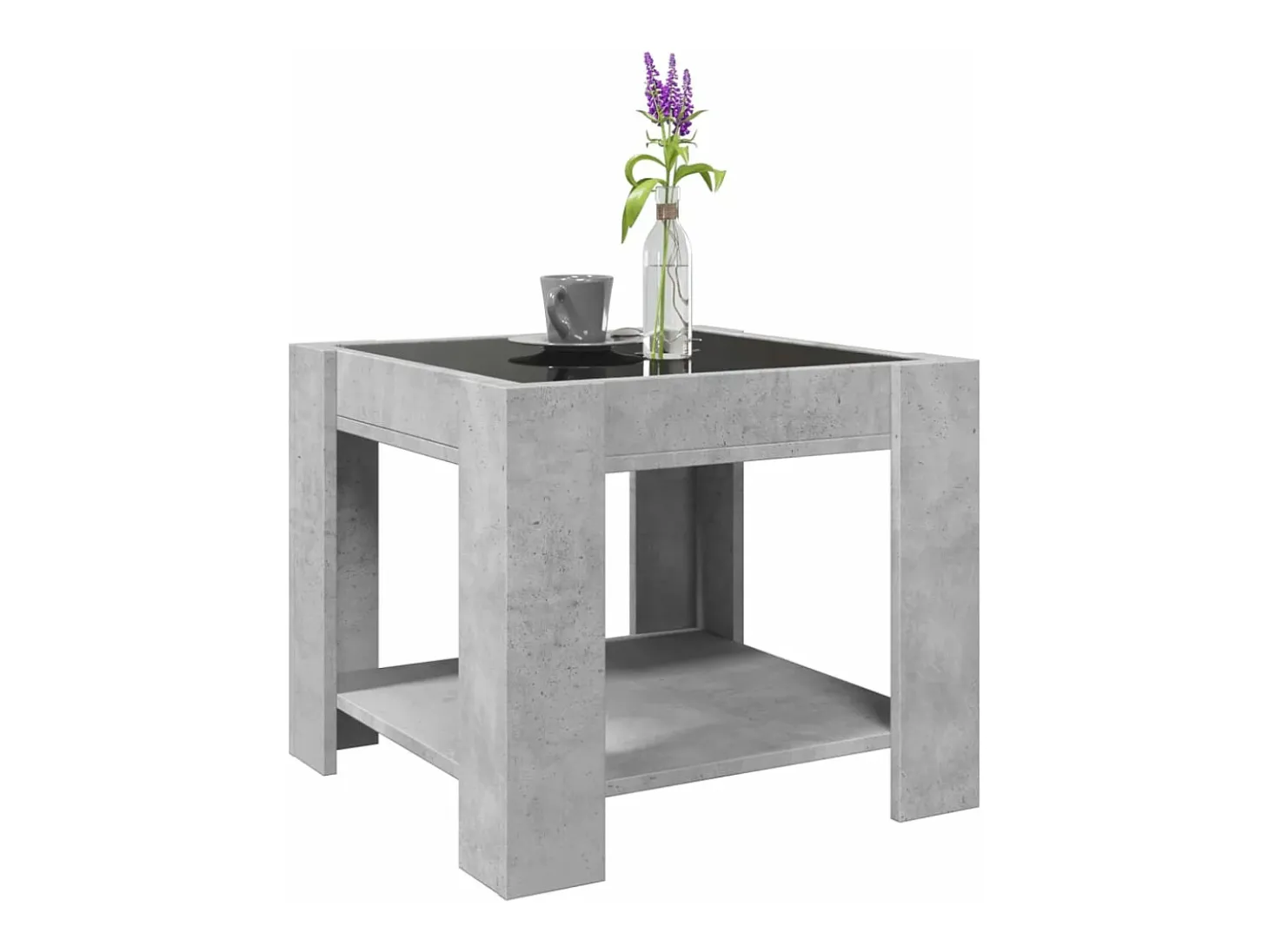 Mesa de centro y LED madera ingeniería gris hormigón 53x53x45cm