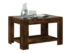 Mesa de centro y LED madera ingeniería roble ahumado 73x53x45cm