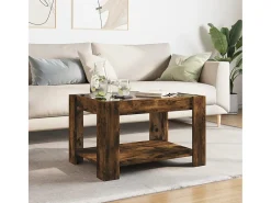 Mesa de centro y LED madera ingeniería roble ahumado 73x53x45cm
