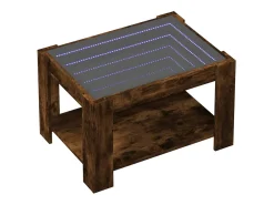 Mesa de centro y LED madera ingeniería roble ahumado 73x53x45cm