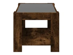 Mesa de centro y LED madera ingeniería roble ahumado 73x53x45cm