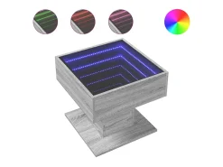 Mesa de centro y LED madera ingeniería gris Sonoma 50x50x45 cm