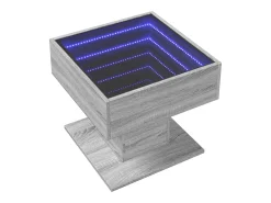 Mesa de centro y LED madera ingeniería gris Sonoma 50x50x45 cm
