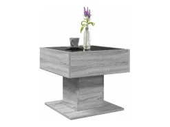 Mesa de centro y LED madera ingeniería gris Sonoma 50x50x45 cm