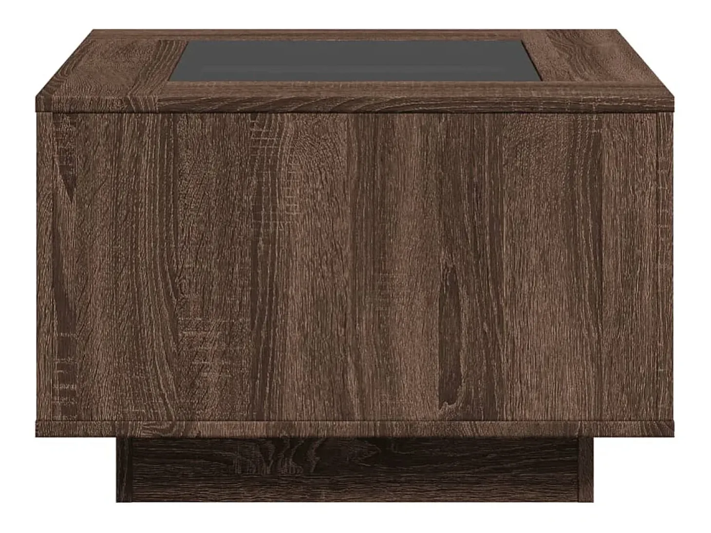 Mesa de centro y LED madera ingeniería marrón roble 60x60x40 cm