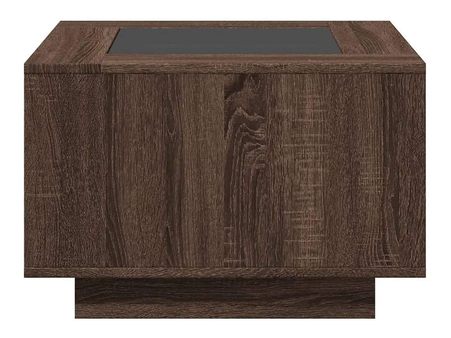 Mesa de centro y LED madera ingeniería marrón roble 60x60x40 cm