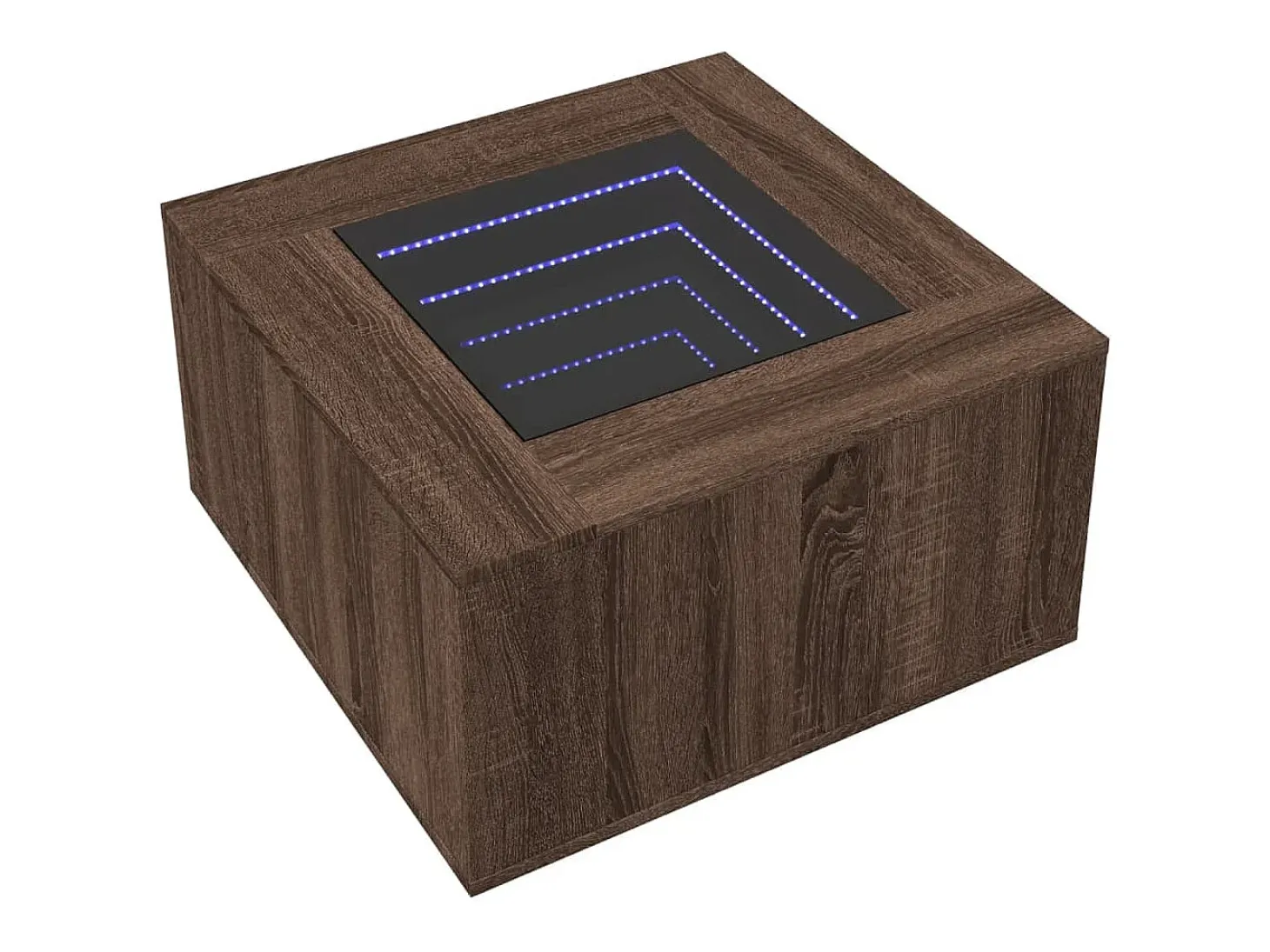 Mesa de centro y LED madera ingeniería marrón roble 60x60x40 cm