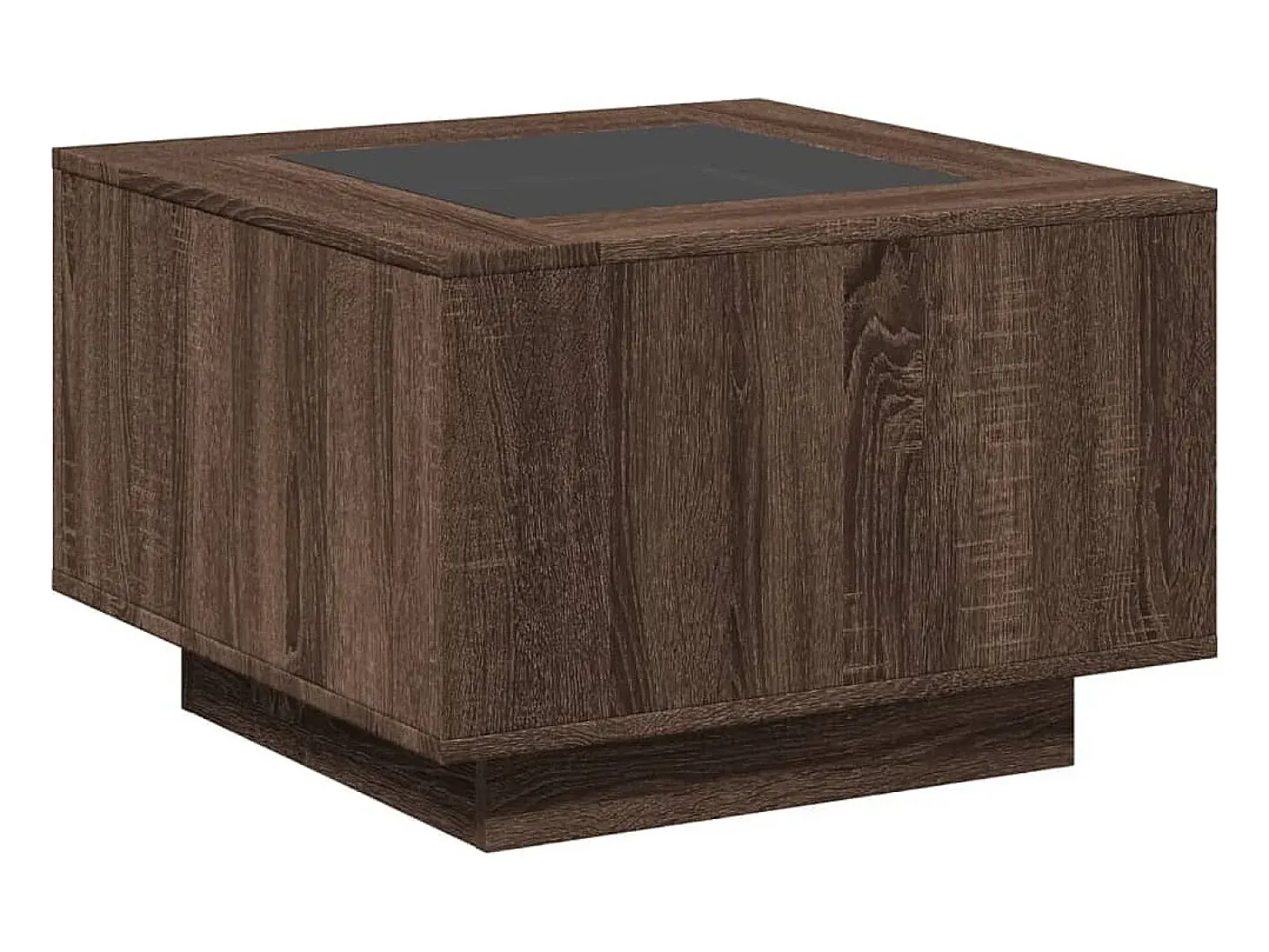 Mesa de centro y LED madera ingeniería marrón roble 60x60x40 cm