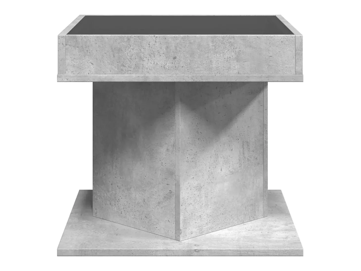 Mesa de centro y LED madera ingeniería gris hormigón 50x50x45cm
