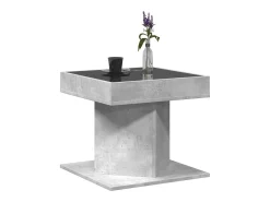 Mesa de centro y LED madera ingeniería gris hormigón 50x50x45cm