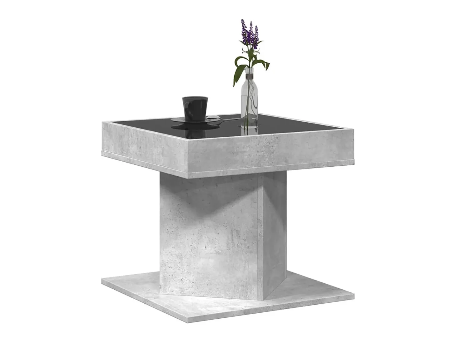 Mesa de centro y LED madera ingeniería gris hormigón 50x50x45cm