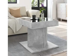 Mesa de centro y LED madera ingeniería gris hormigón 50x50x45cm