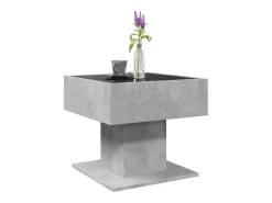 Mesa de centro y LED madera ingeniería gris hormigón 50x50x45cm