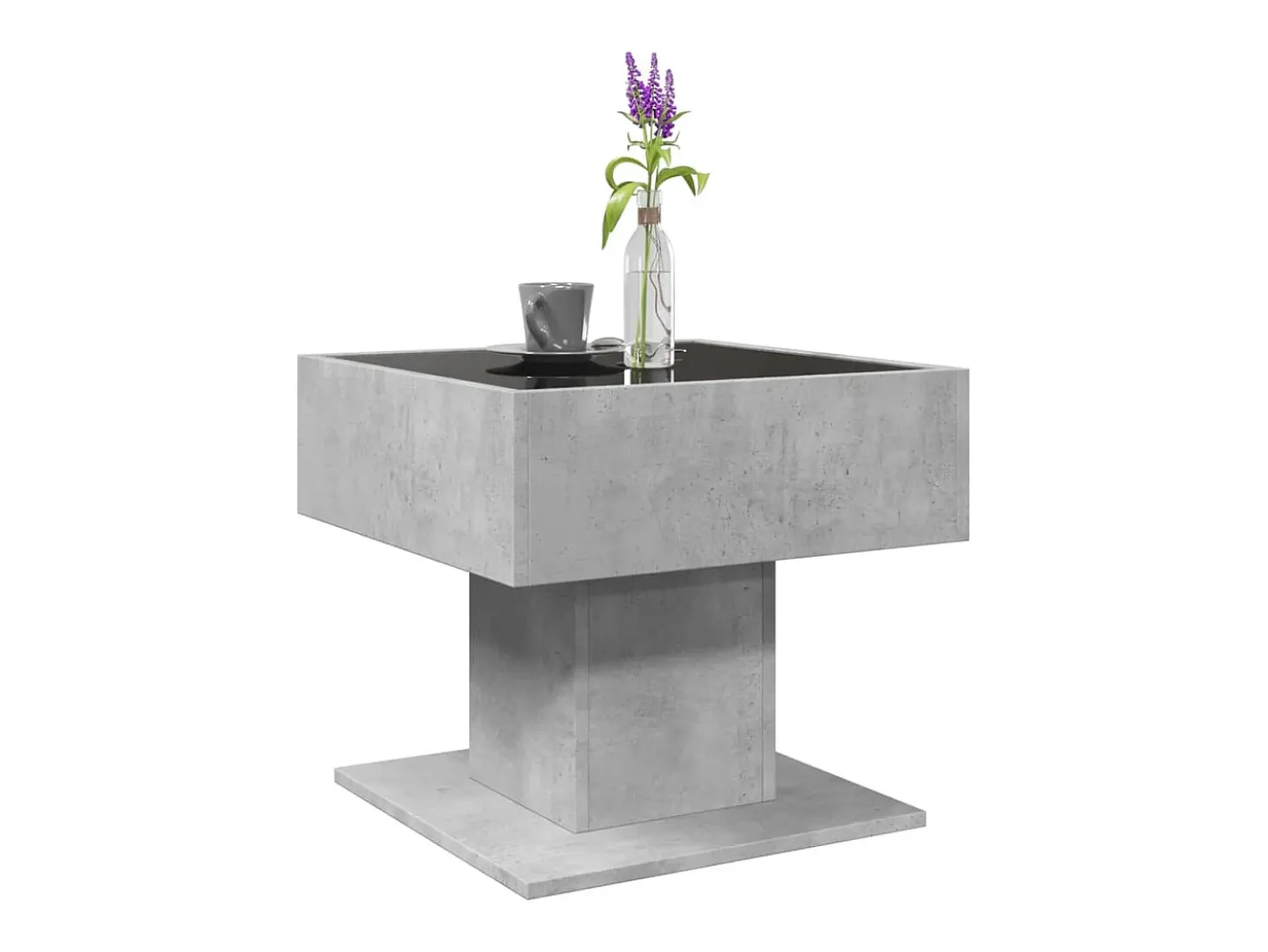 Mesa de centro y LED madera ingeniería gris hormigón 50x50x45cm