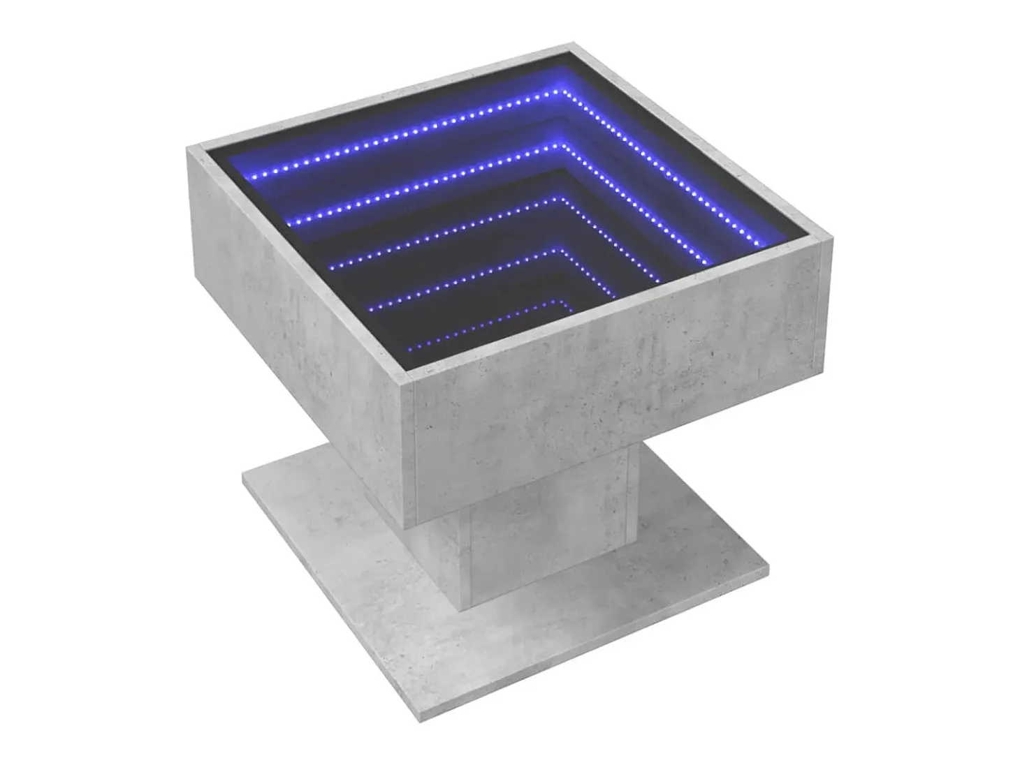 Mesa de centro y LED madera ingeniería gris hormigón 50x50x45cm