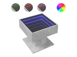 Mesa de centro y LED madera ingeniería gris hormigón 50x50x45cm