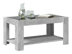 Mesa de centro y LED madera ingeniería gris hormigón 93x53x45cm
