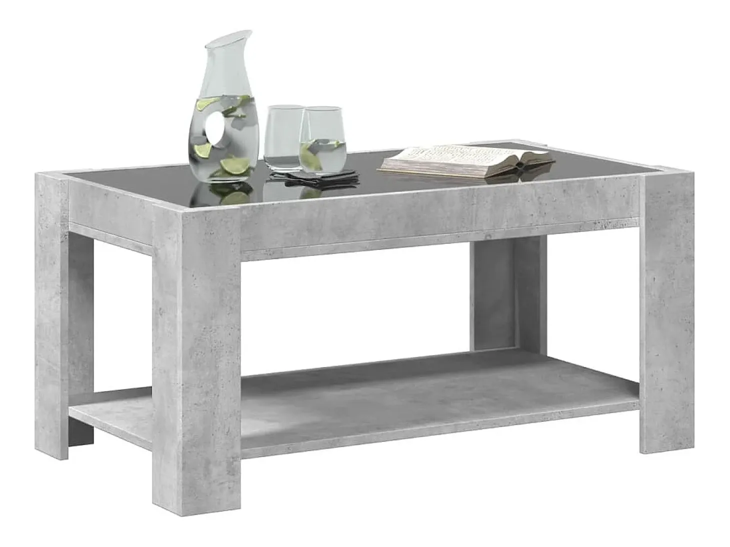 Mesa de centro y LED madera ingeniería gris hormigón 93x53x45cm