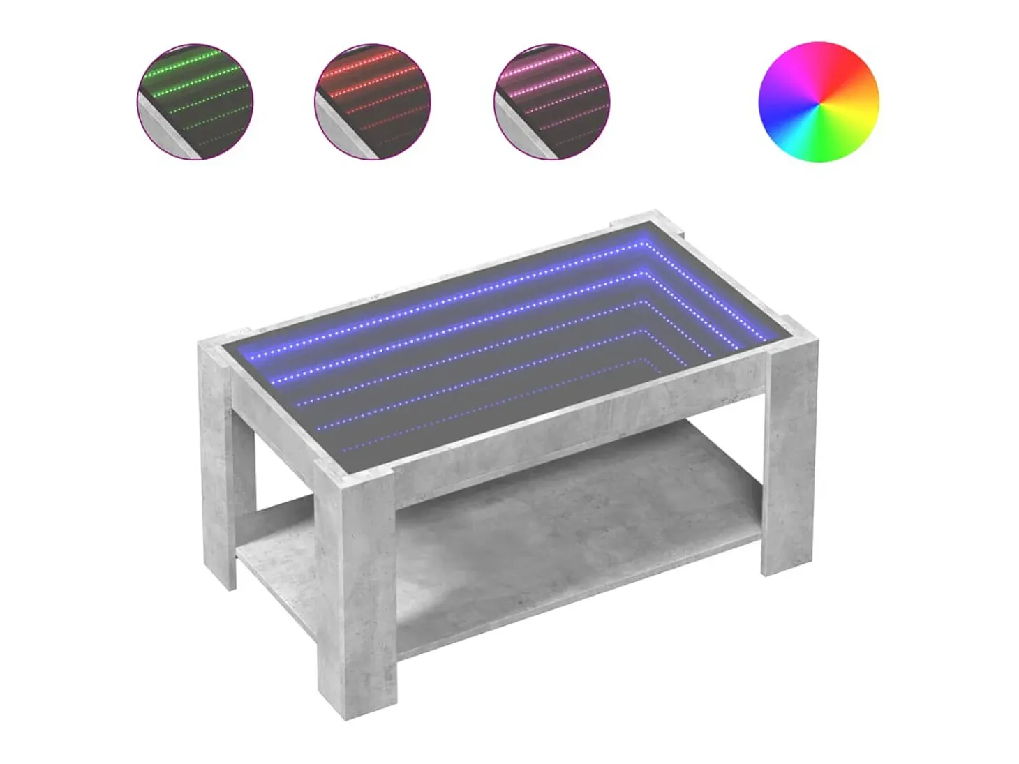 Mesa de centro y LED madera ingeniería gris hormigón 93x53x45cm