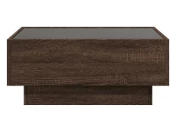 Mesa de centro y LED madera ingeniería marrón roble 70x50x30 cm