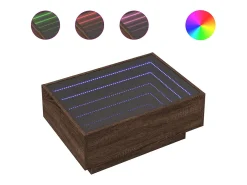 Mesa de centro y LED madera ingeniería marrón roble 70x50x30 cm