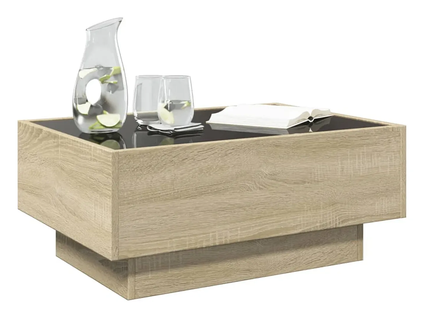 Mesa de centro y LED madera ingeniería roble Sonoma 70x50x30 cm