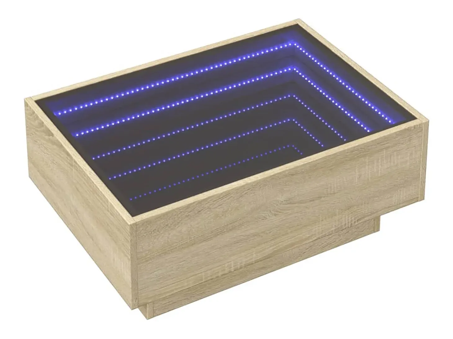 Mesa de centro y LED madera ingeniería roble Sonoma 70x50x30 cm