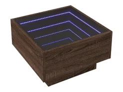 Mesa de centro y LED madera ingeniería marrón roble 50x50x30 cm