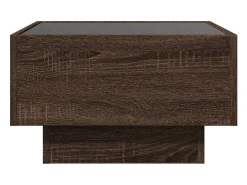 Mesa de centro y LED madera ingeniería marrón roble 50x50x30 cm
