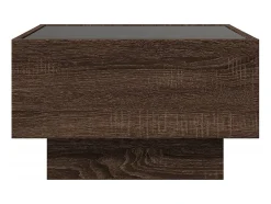 Mesa de centro y LED madera ingeniería marrón roble 50x50x30 cm