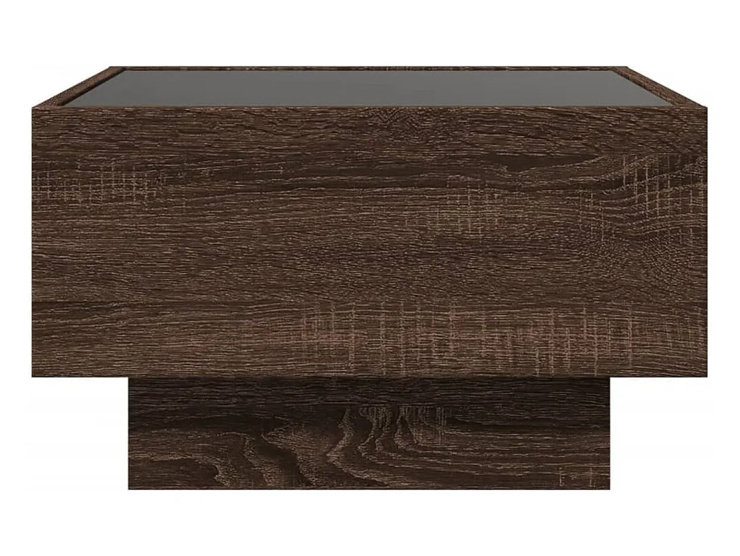 Mesa de centro y LED madera ingeniería marrón roble 50x50x30 cm
