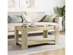 Mesa de centro y LED madera ingeniería roble Sonoma 93x53x45 cm