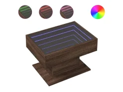 Mesa de centro y LED madera ingeniería marrón roble 70x50x45 cm
