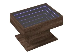 Mesa de centro y LED madera ingeniería marrón roble 70x50x45 cm