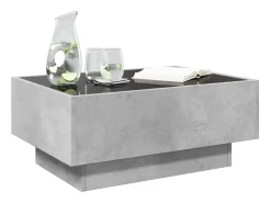 Mesa de centro y LED madera ingeniería gris hormigón 70x50x30cm