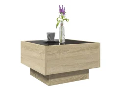 Mesa de centro y LED madera ingeniería roble Sonoma 50x50x30 cm