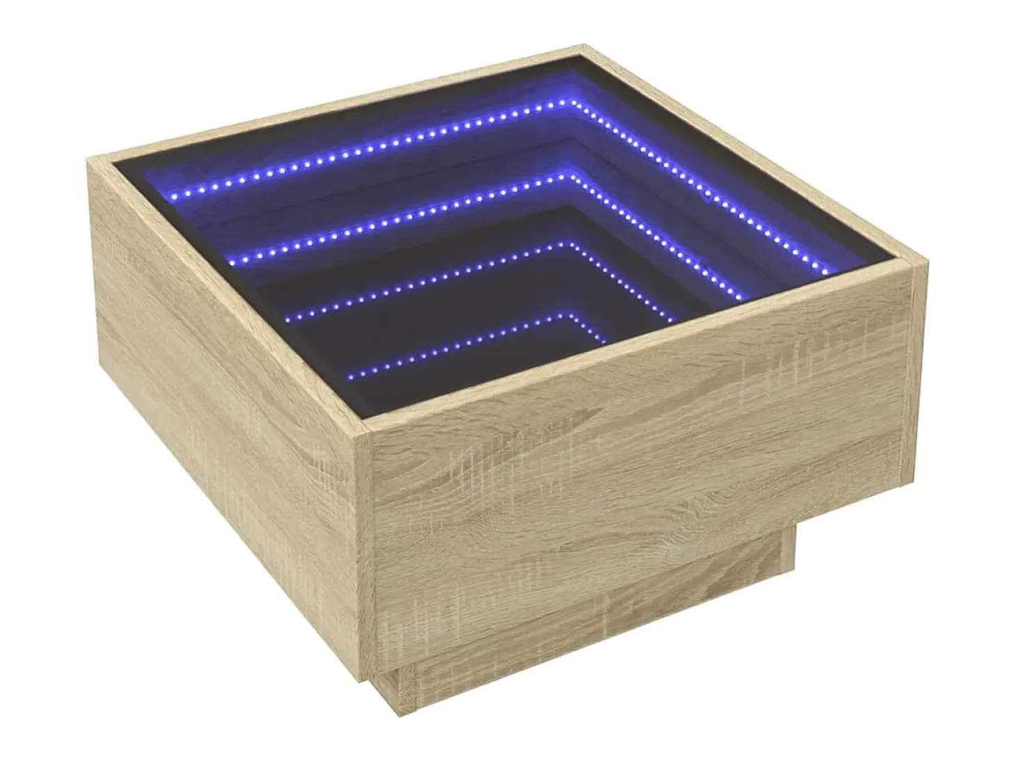 Mesa de centro y LED madera ingeniería roble Sonoma 50x50x30 cm