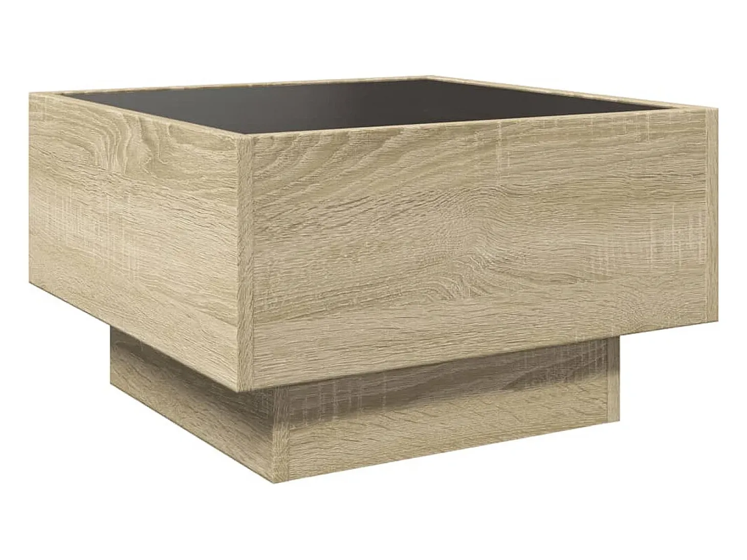 Mesa de centro y LED madera ingeniería roble Sonoma 50x50x30 cm