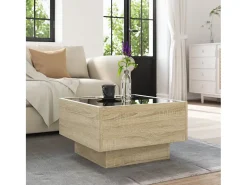 Mesa de centro y LED madera ingeniería roble Sonoma 50x50x30 cm