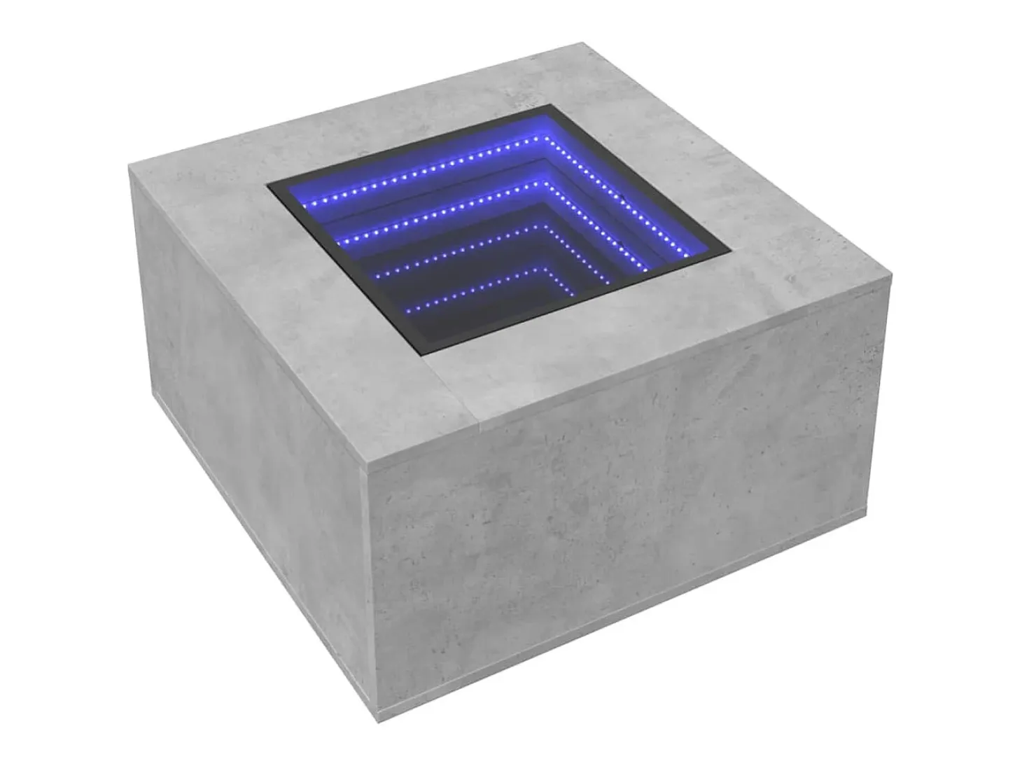 Mesa de centro y LED madera ingeniería gris hormigón 60x60x40cm