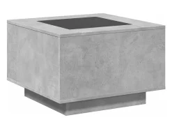 Mesa de centro y LED madera ingeniería gris hormigón 60x60x40cm