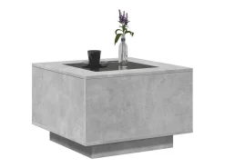 Mesa de centro y LED madera ingeniería gris hormigón 60x60x40cm