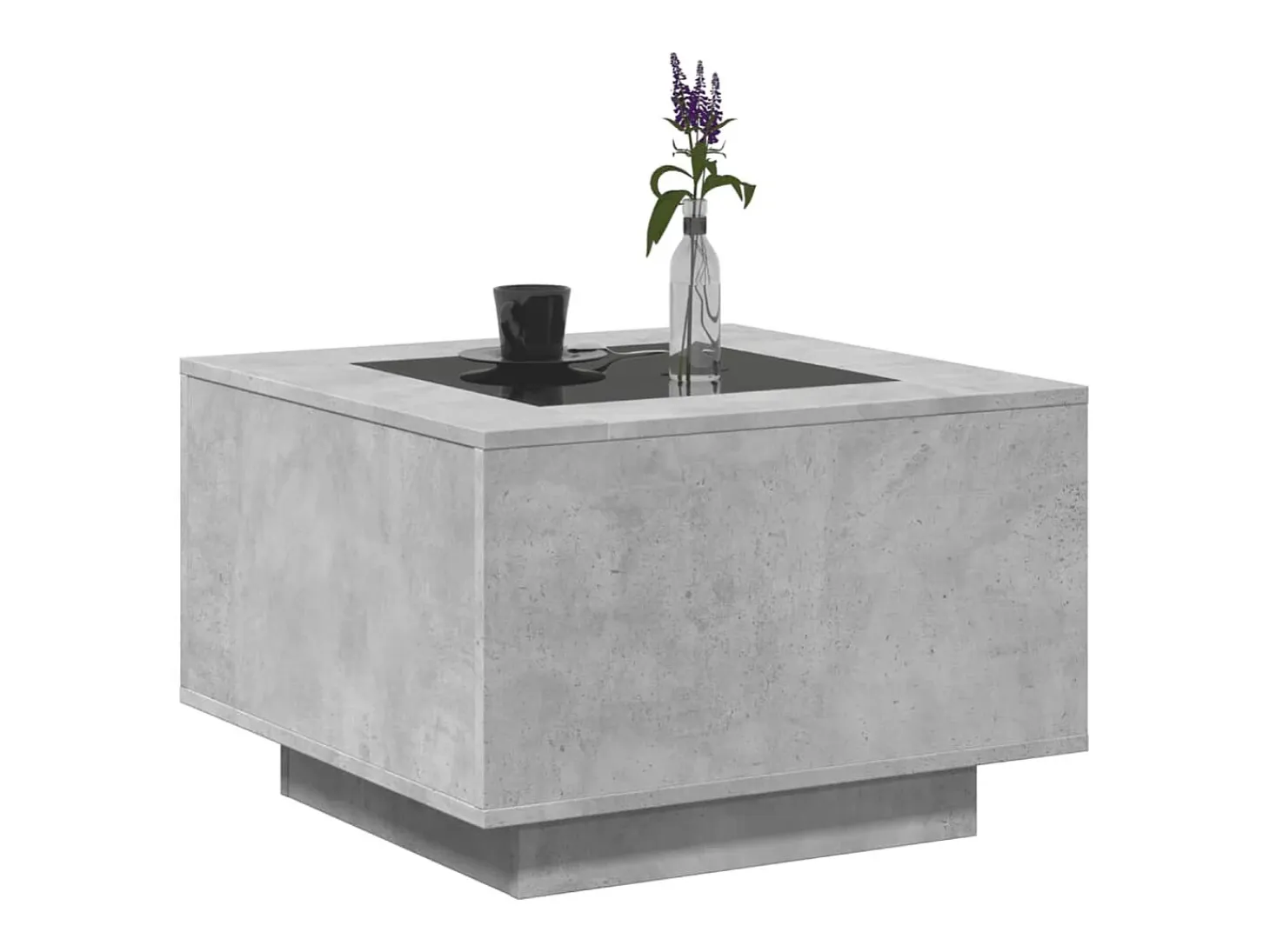 Mesa de centro y LED madera ingeniería gris hormigón 60x60x40cm
