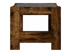 Mesa de centro y LED madera ingeniería roble ahumado 53x53x45cm