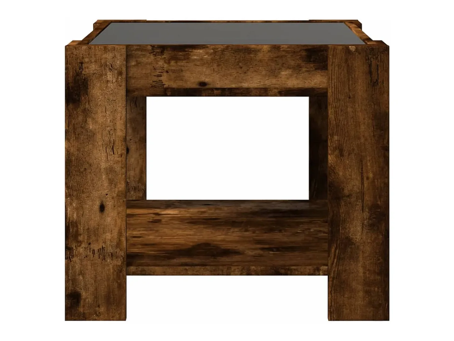Mesa de centro y LED madera ingeniería roble ahumado 53x53x45cm