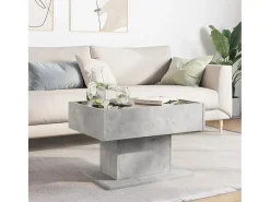 Mesa de centro y LED madera ingeniería gris hormigón 70x50x45cm