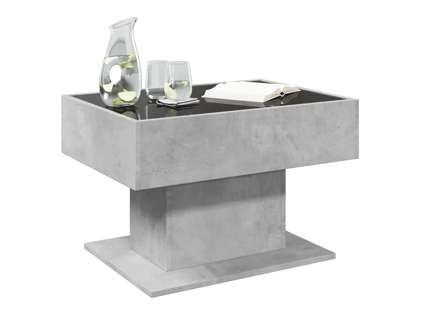Mesa de centro y LED madera ingeniería gris hormigón 70x50x45cm