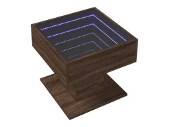 Mesa de centro y LED madera ingeniería marrón roble 50x50x45 cm